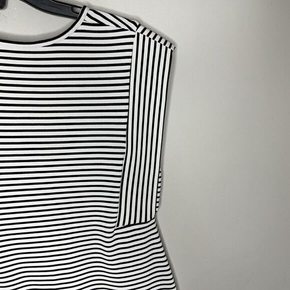 DEREK LAM Collective Dress Womens 46 US 10 Stripe Stretch Knit Sheath Sleeveless - Picture 8 of 12